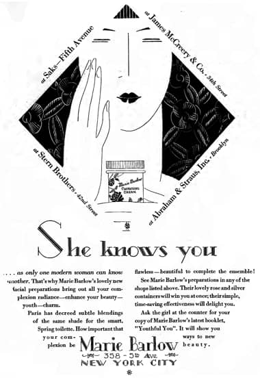 1927 Marie Barlow Cleansing Cream
