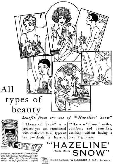1931 Trade advertisement for Hazeline Snow