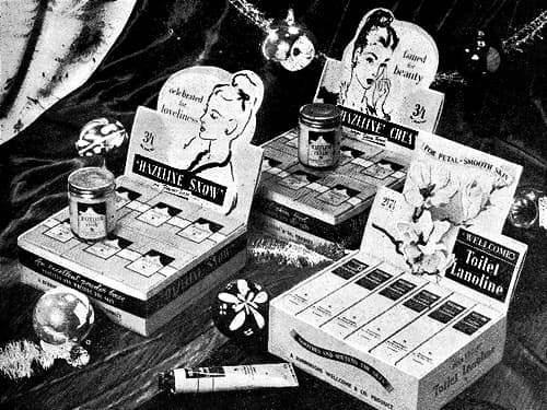 1949 Display boxes for Hazeline Snow and other products