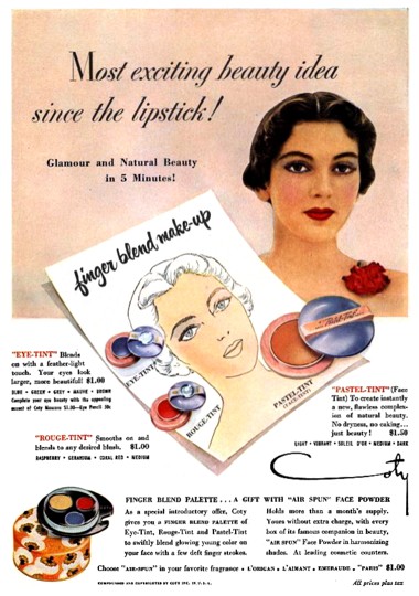 1950 makeup. 1950 Coty advertisement for