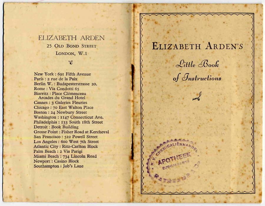 Elizabeth Arden’s little book of instructions cover