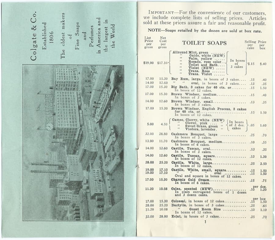 1917 Price List page 1