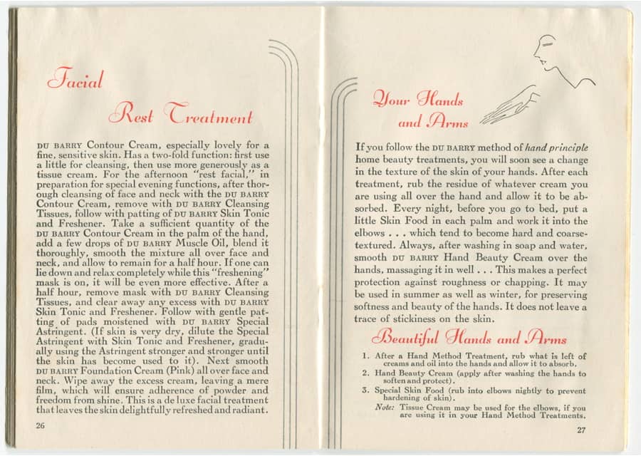 1935 Home Method of Du Barry Beauty Treatments pages 28-29