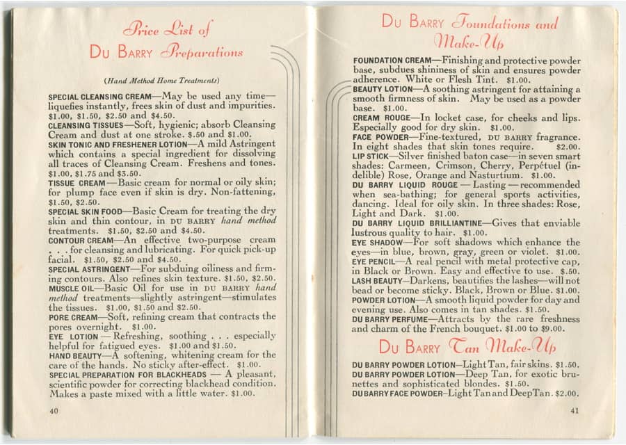 1935 Home Method of Du Barry Beauty Treatments pages 42-43