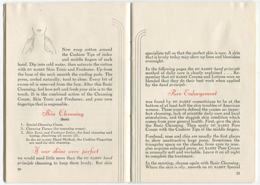 1935 Home Method of Du Barry Beauty Treatments pages 12-13