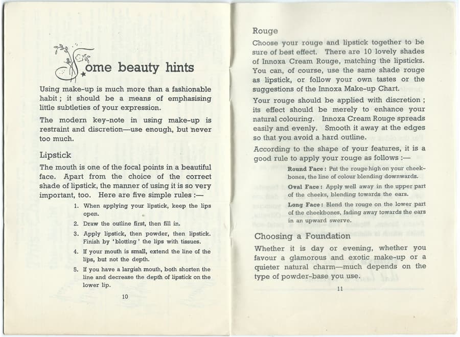 Innoxa Personal Beauty Plan and Make-up Chart page 8