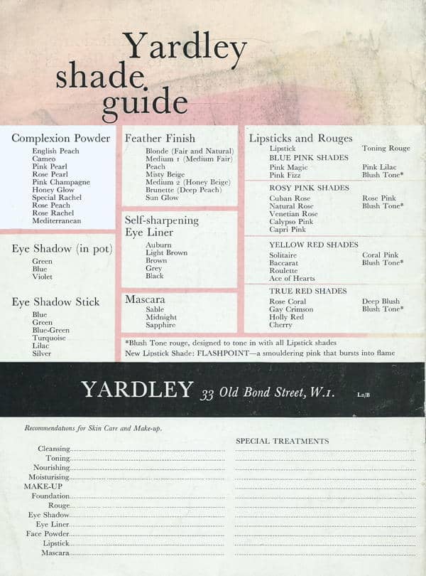 Beauty by Yardley back cover