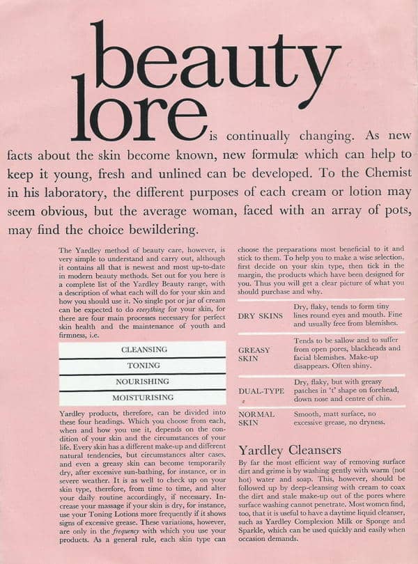 Beauty by Yardley inner cover