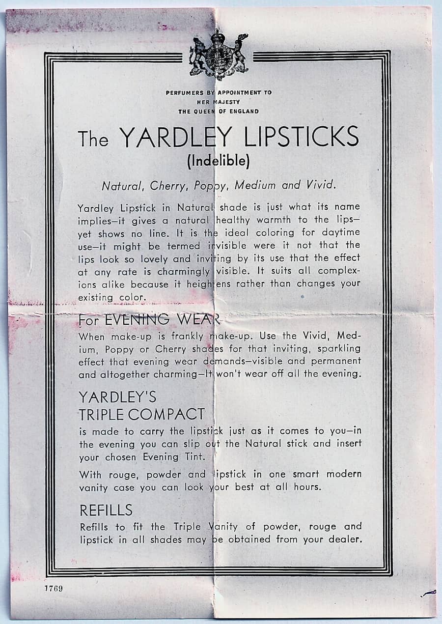 Yardleys Triple Compact and Lipsticks Side 2