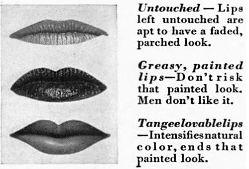 1938 Untouched, Painted and Tangee lips