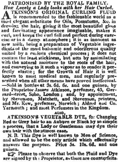 1813 Atkinsons Original Curling Fluid and Vegetable Dye