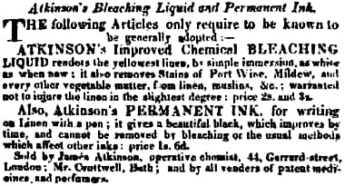 1822 Atkinsons Bleaching Liquid and Permanent Ink