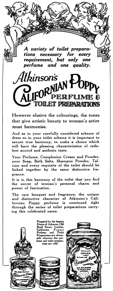 1923 Atkinsons Californian Poppy Perfume, Complexion Cream and Talcum Powder