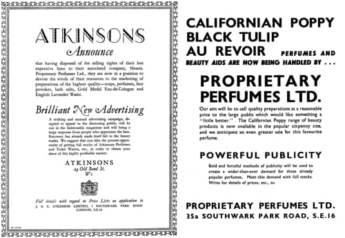 1934 Trade announcement for Proprietary Perfumes