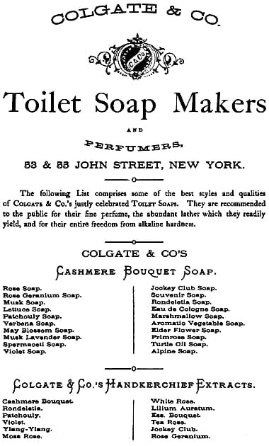 1872 Colgate Toilet Soaps and Handkerchief Extracts