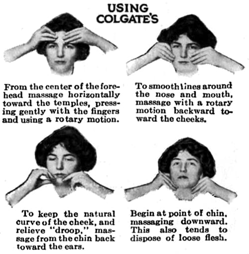 1913 Massage movements with Colgate Cold Cream