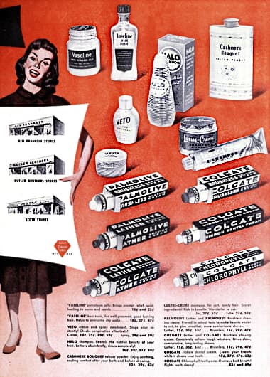 1952 Colgate-Palmolive-Peet cosmetics and toiletries