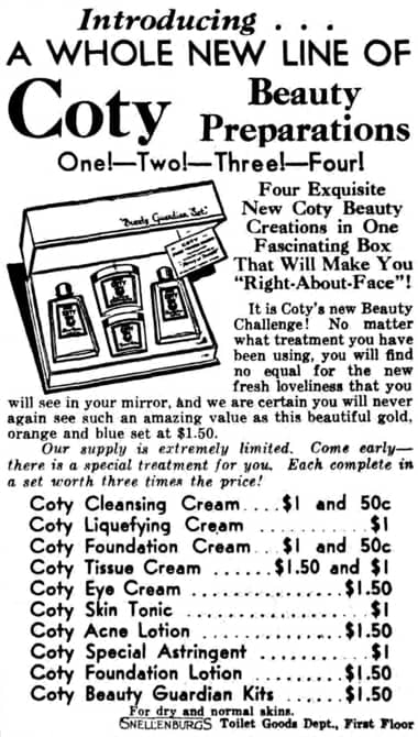 1933 Coty Beauty Preparations