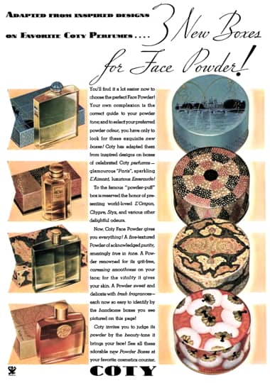 1934 Coty powder boxes