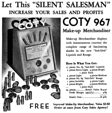 1935 Coty 967 Make-up Merchandizer