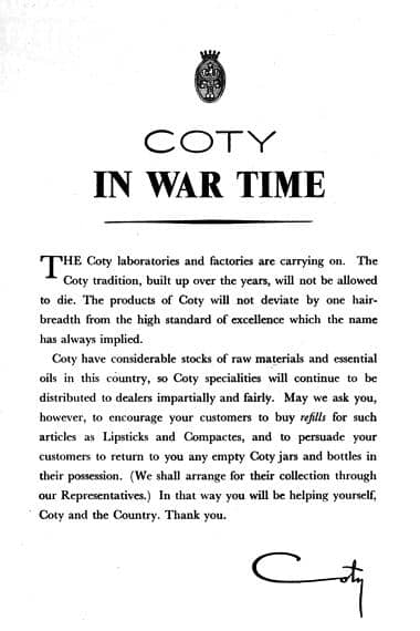 1940 Coty in War Time