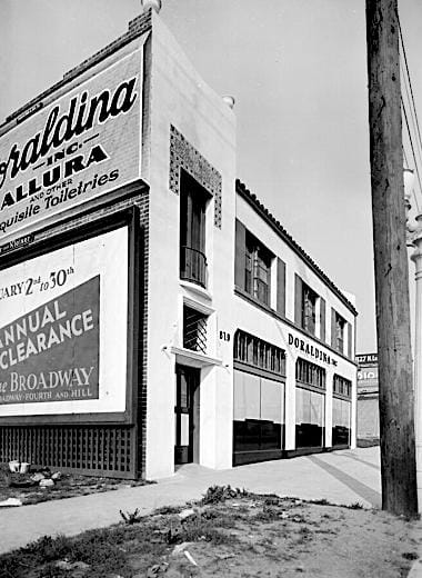 1932 Doraldina offices and factory with Allura billboard