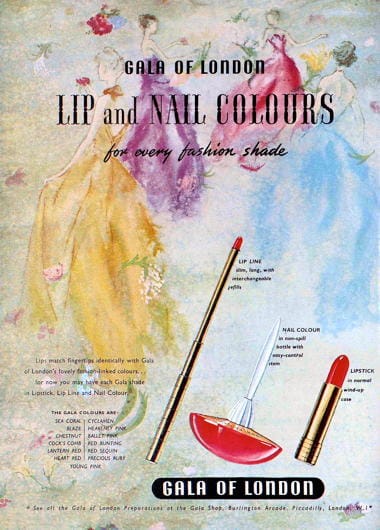 1949 Gala lip and nail colours