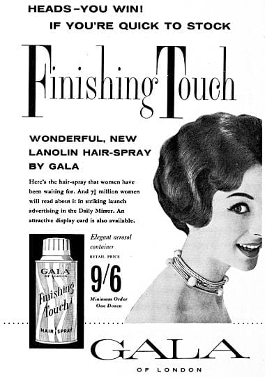 1958 Trade advertisment for Gala Finishing Touch