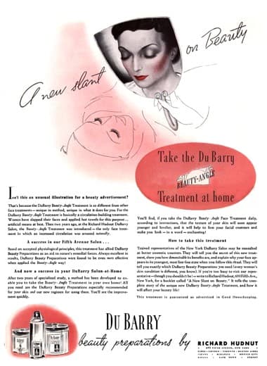 1937 Du Barry home treatments using the Beauty Angle
