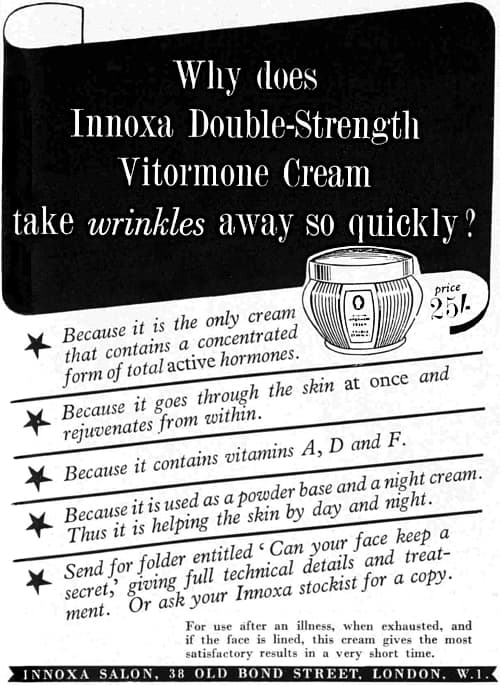 1940 Innoxa Double Strength Vitormone Cream