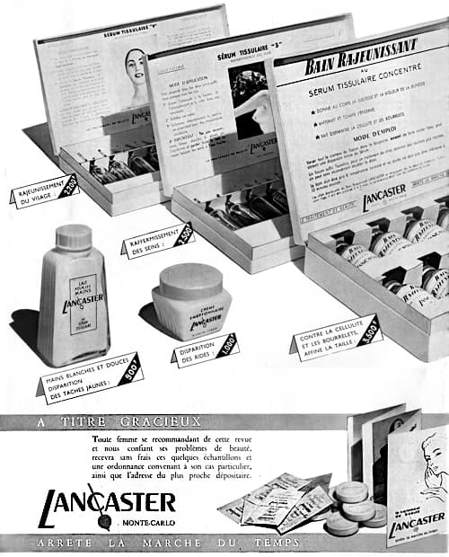 1954 Lancaster skin-care cosmetics with placental extract
