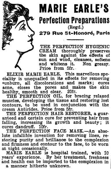 1909 Marie Earle advertisment in the New York Herald