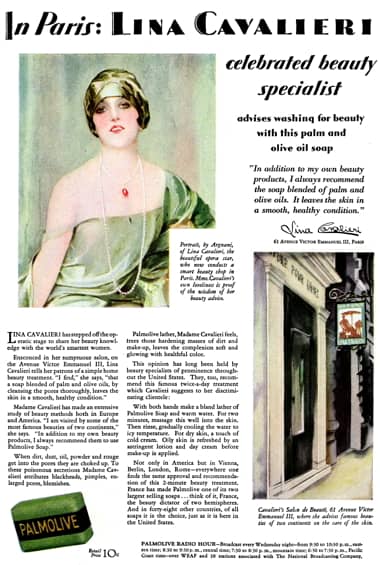 1929 Lina Cavalieri endorsement for Palmolive Soap