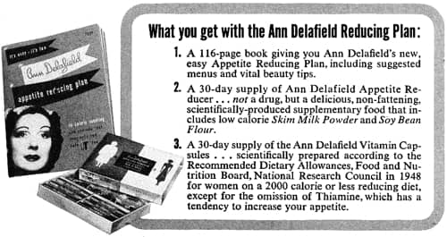 1952 Ann Delafield Reducing Plan