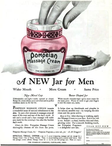 1922 New Pompeian Massage Cream jar for men