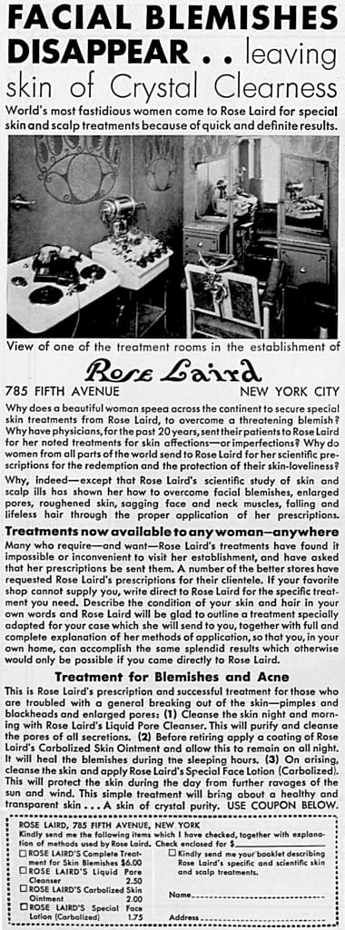 1930 Rose Laird salon treatments