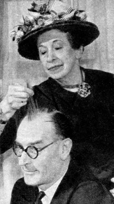 1950 Rose Laird pulling hair to stimulate the scalp
