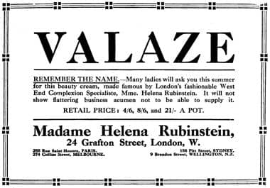1912 British trade advertisement for Valaze