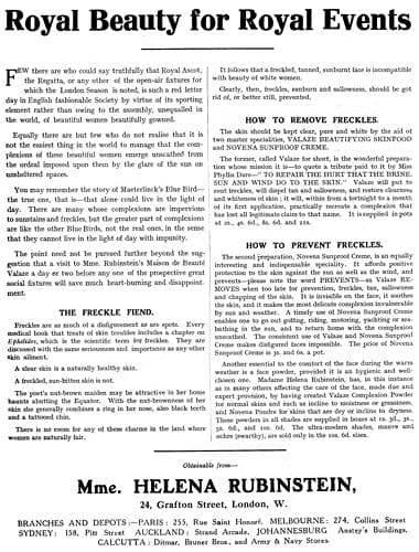 1914 Helena Rubinstein freckle treatments