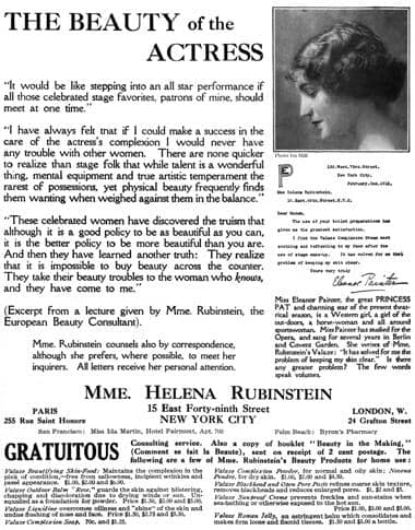 1916 Helena Rubinstein endorsement from Eleanor Painter