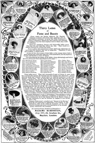 1919 Helena Rubinstein endorsements