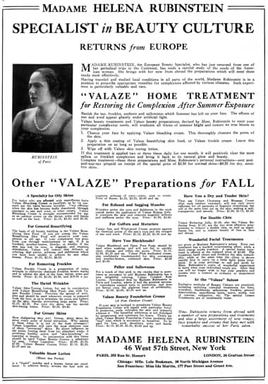 1920 Helena Rubinstein Valaze preparations for autumn