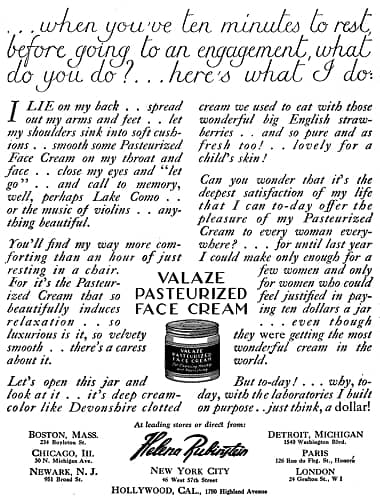 1924 Helena Rubinstein Valaze Pasteurized Face Cream