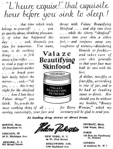 1924 Helena Rubinstein Valaze Beautifying Skinfood