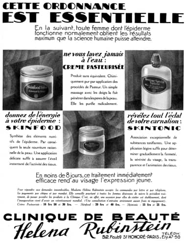 1927 Helena Rubinstein Skinfood, Skin Tonic and Creme Pasteurisee