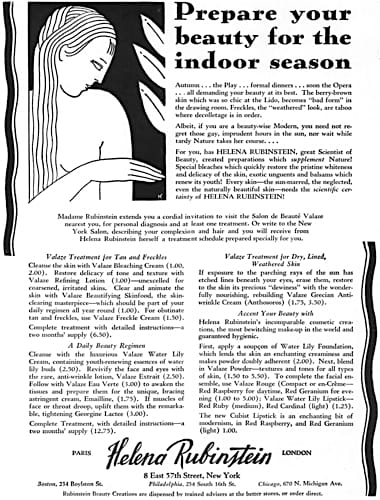 1928 Helena Rubinstein  Prepare your beauty for the  indoor season