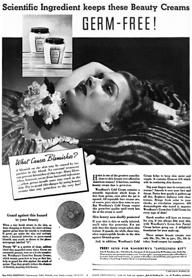 1936 Woodbury Germ-Free Cold Cream and Facial Cream