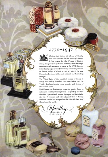 1937 Yardley Coronation cosmetics