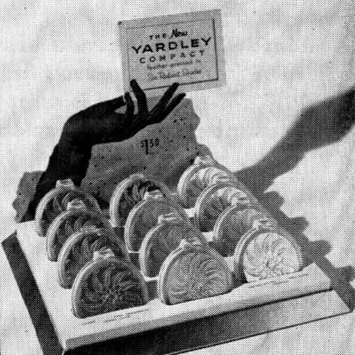 1954 Display of Yardley Feather-Pressed Compacts