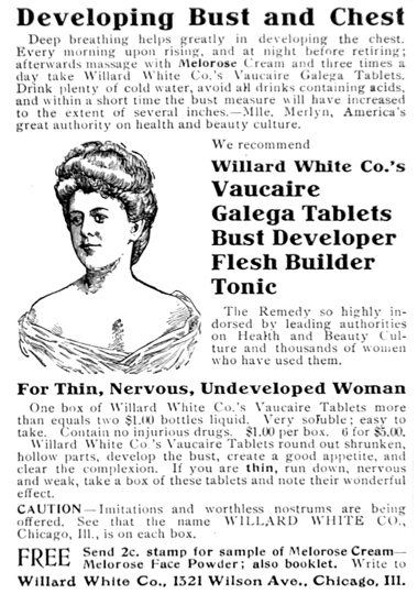 1908 The Willard White Company Vaucaire Galega Tablets